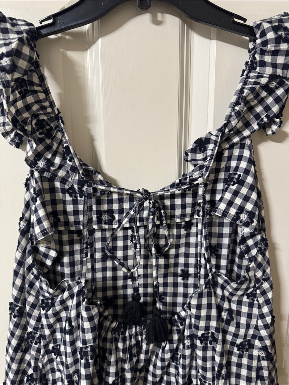 Madewell Black & White Gingham Maxi Dress with Ruffle Straps - Picture 4 of 10